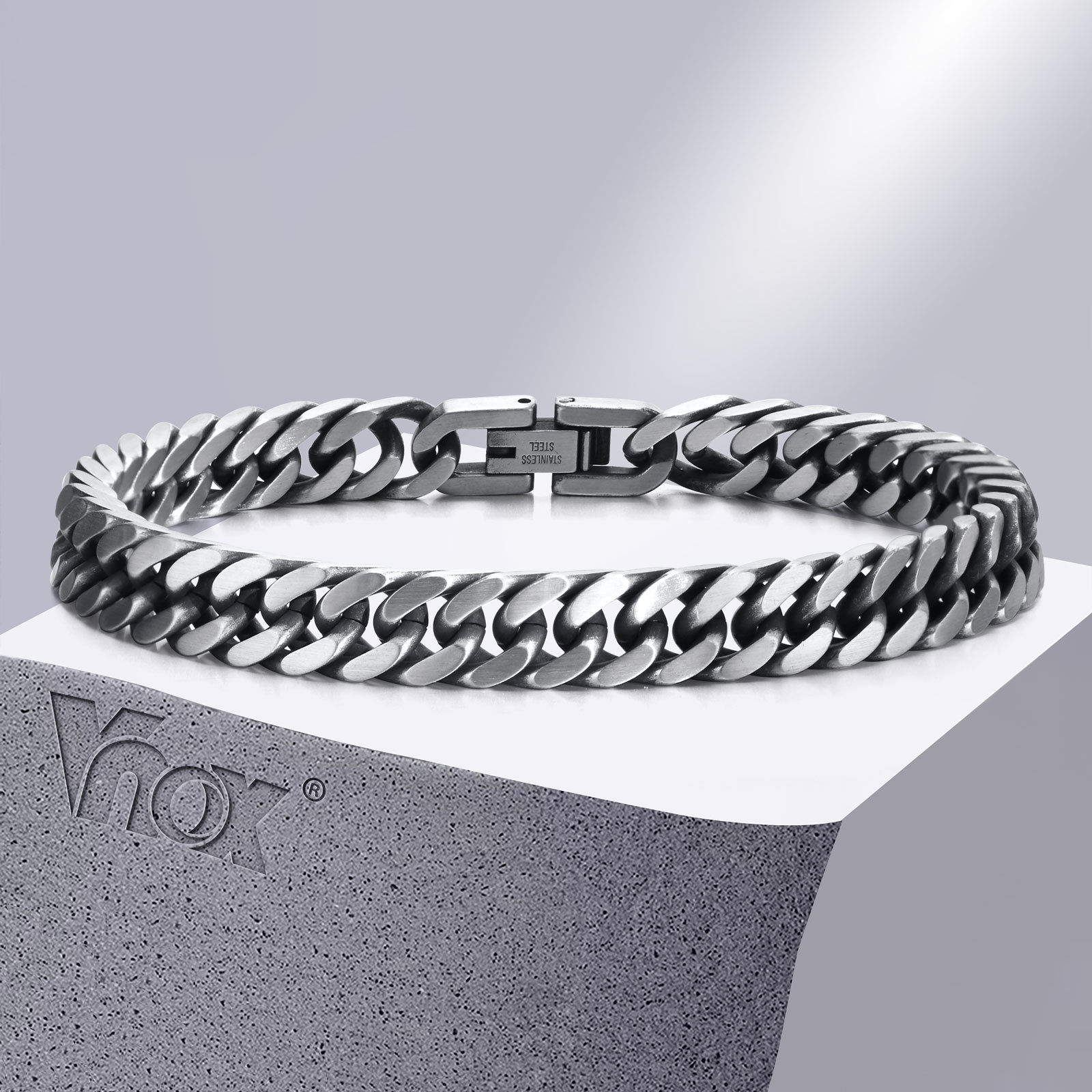 Vintage Fashion Retro Outfit - Vnox Chunky Retro Cuban Chain Bracelets