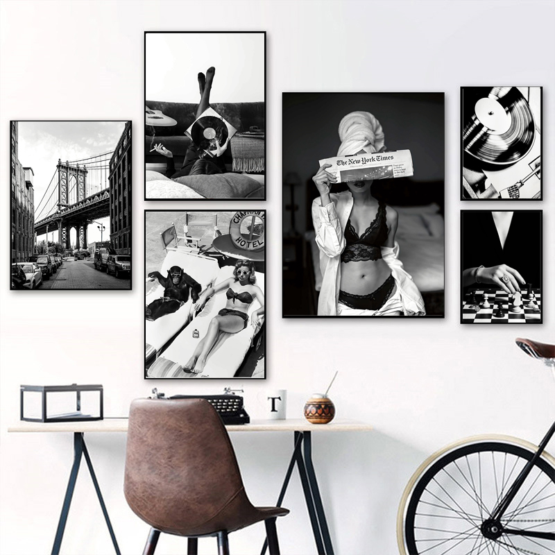 Vintage Vogue Fashion Poster - Black and White Vintage Wall Art