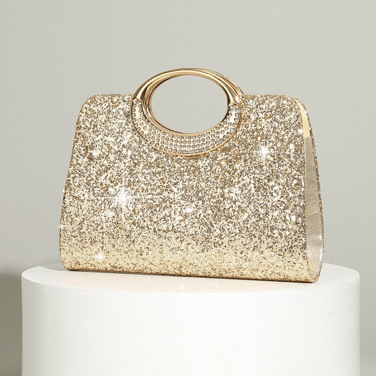 Vintage Fashion Rings - Vintage big ring handbag texture glitter