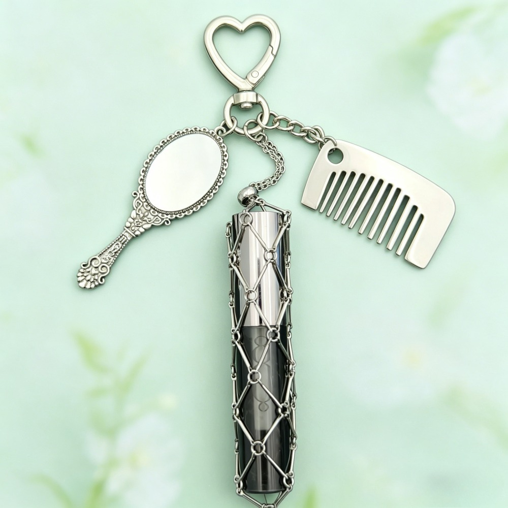 Vintage Fashion Rings - Vintage Metal Mesh Lipstick Bag Keychain