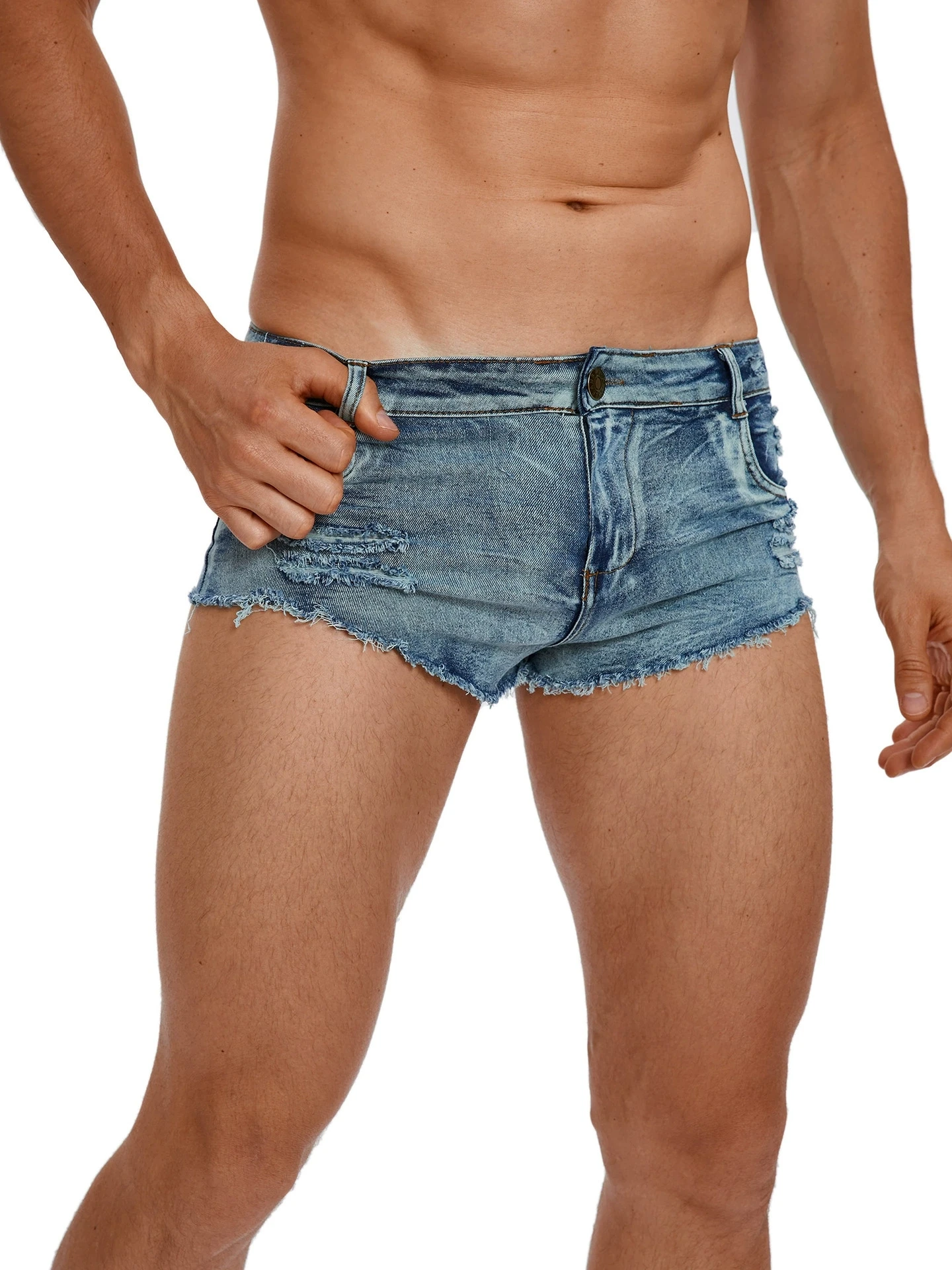 Vintage Fashion Jeans - Men's Low Waist Jeans Shorts Fashion