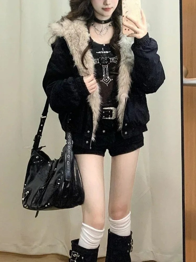 Y2k Gothic Vintage Black Zip U - Vintage Fashion Subculture recension och pris