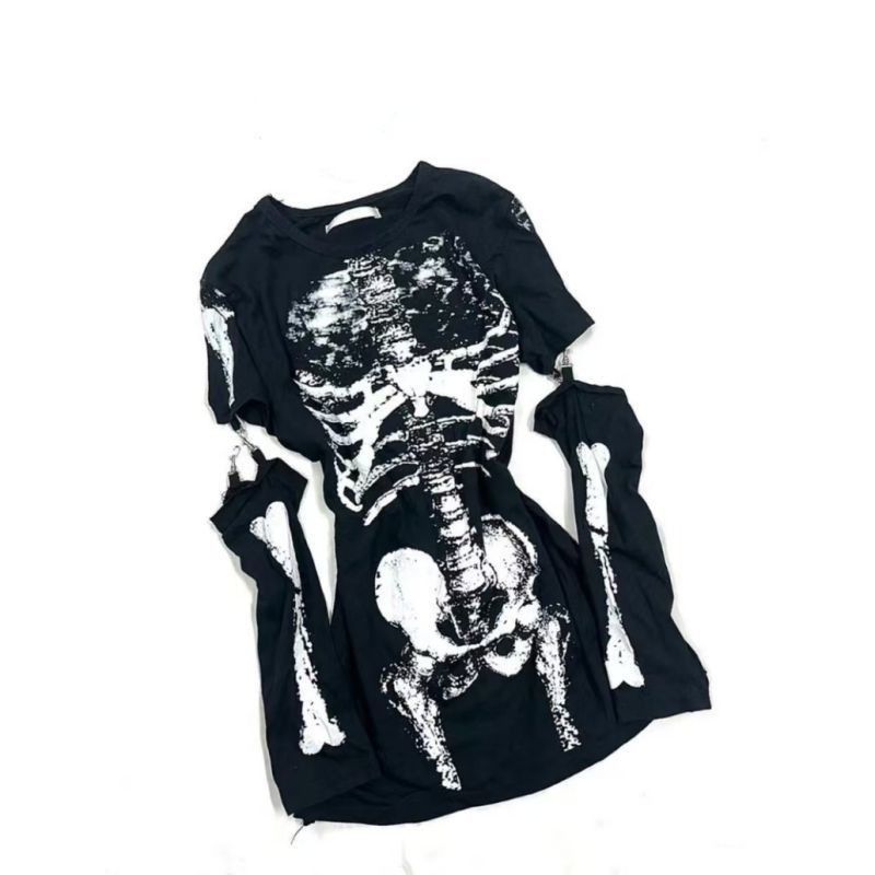 Gothic Skeleton Graphic T-Shir - Vintage Fashion Subculture recension och pris