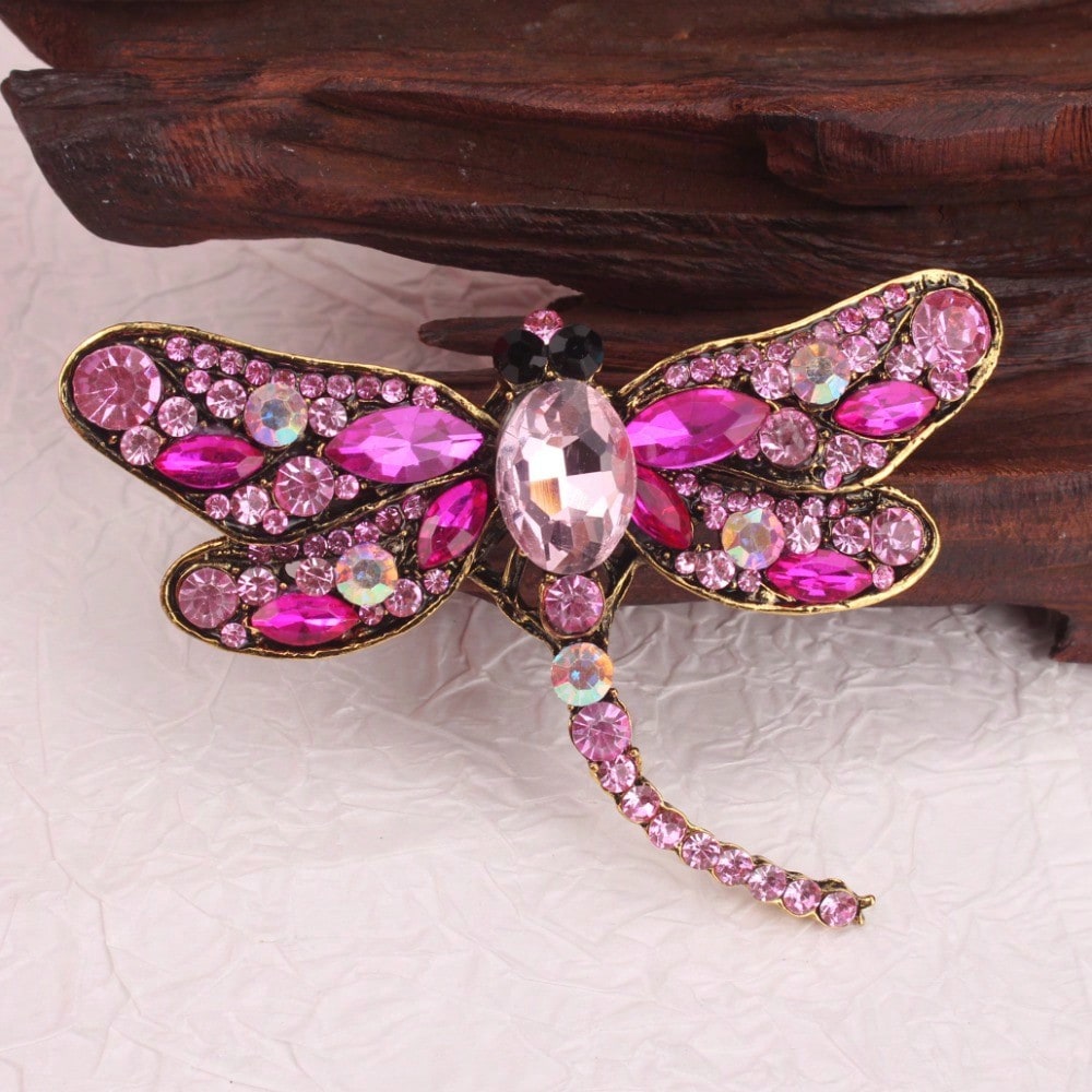 Vintage Gold-Tone Pink Rhinest - Vintage Fashion Retro Outfit recension och pris