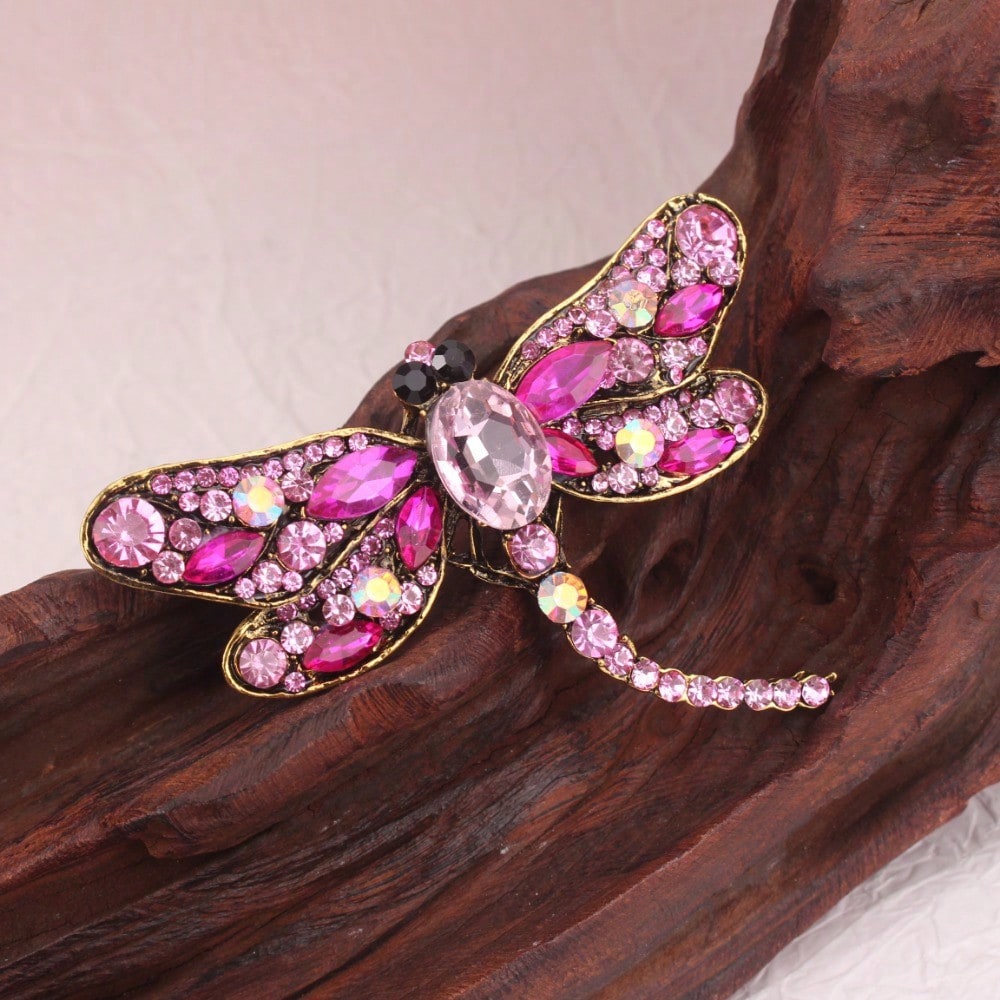 Vintage Gold-Tone Pink Rhinest - Vintage Fashion Retro Outfit recension och pris