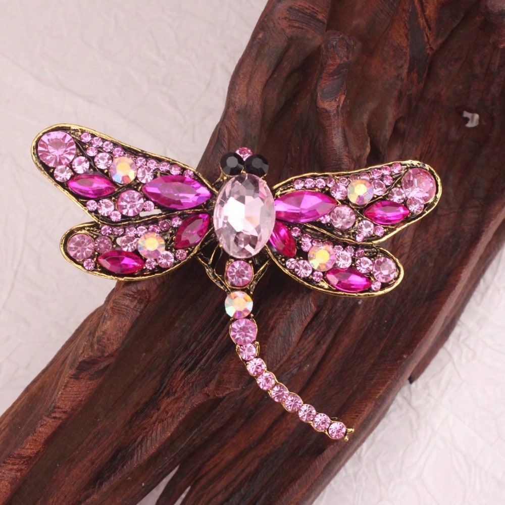 Vintage Gold-Tone Pink Rhinest - Vintage Fashion Retro Outfit recension och pris