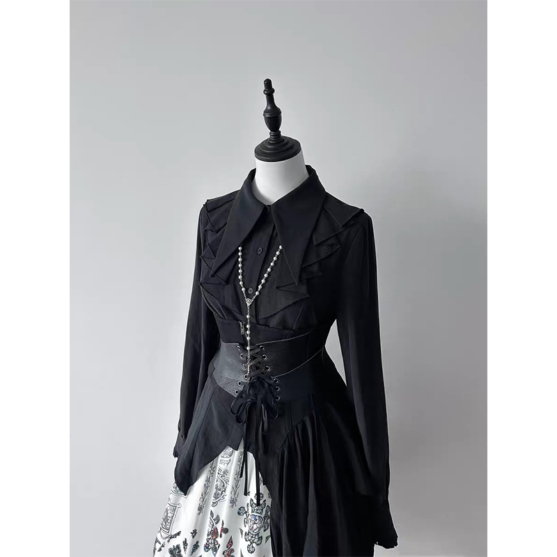 Gothic Ruffles Black Shirts Wo - Vintage Fashion Japan recension och pris