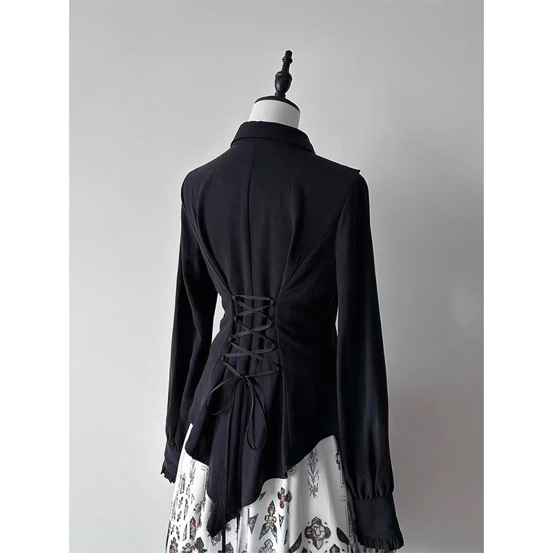 Gothic Ruffles Black Shirts Wo - Vintage Fashion Japan recension och pris