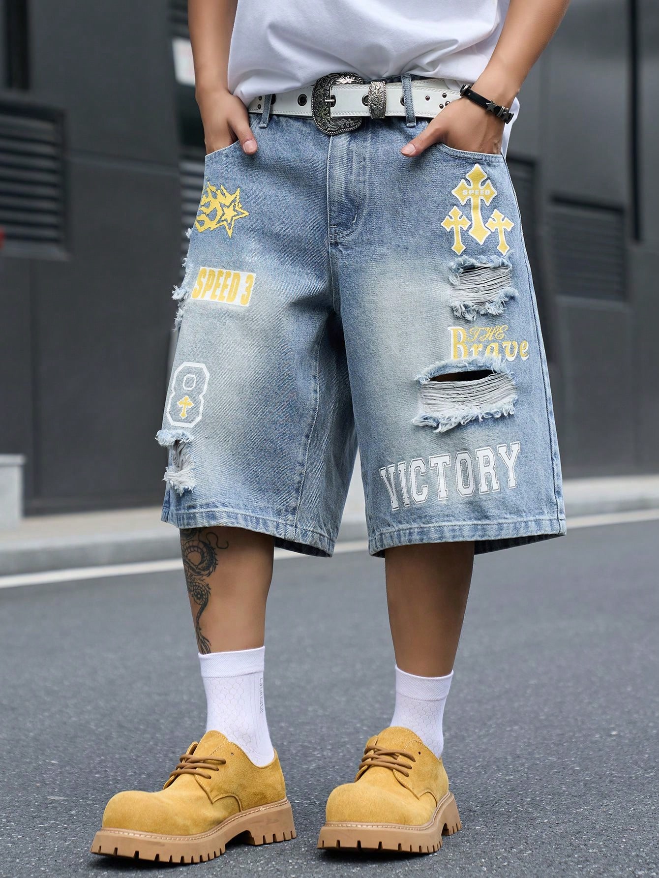 Men's Loose Fit Denim Bermuda  - Vintage Fashion Jeans recension och pris