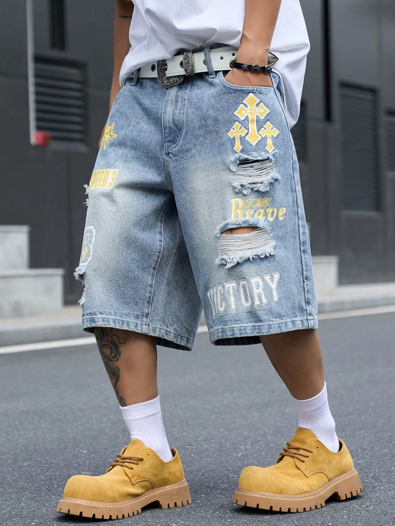 Men's Loose Fit Denim Bermuda  - Vintage Fashion Jeans recension och pris